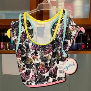 NWT Girls Size 16 Shelloha Tropical Leaf Print 2 Piece Swimsuit
